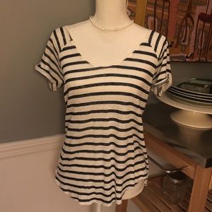 Zara Blue and a White Scoop Neck Med